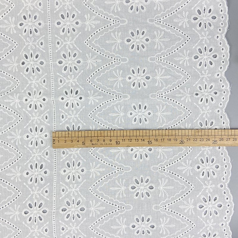 Custom Pattern 100 Cotton Solid Knitted Jacquard Fabric Floral Embroidery Fabric Eyelet Fabric Cotton For Shirt