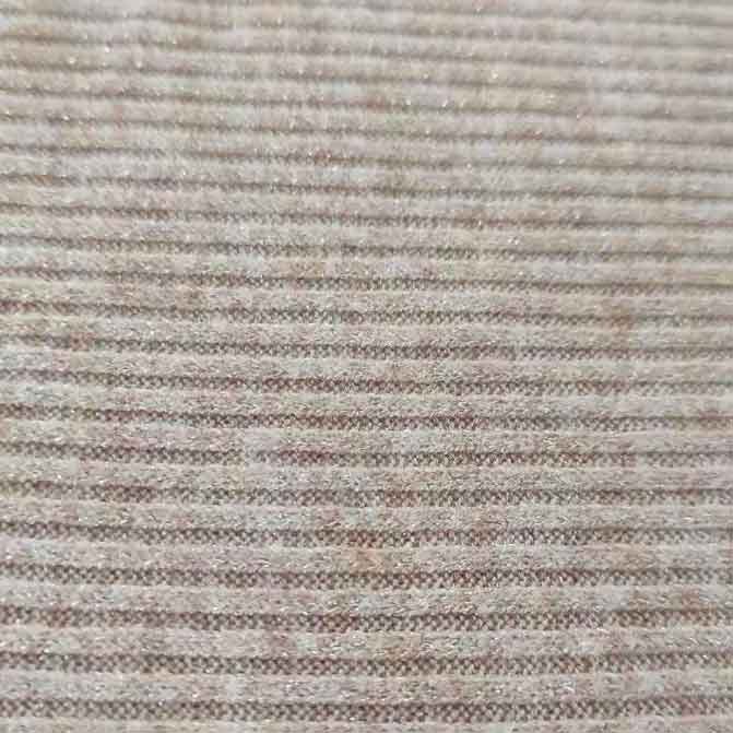 Luxury Glitter Brushed Recycled 46% Rayon 20% Nylon 26% Poly 8% Silver Lurex Metallic Jacquard 4*4 Rib Knit Fabric