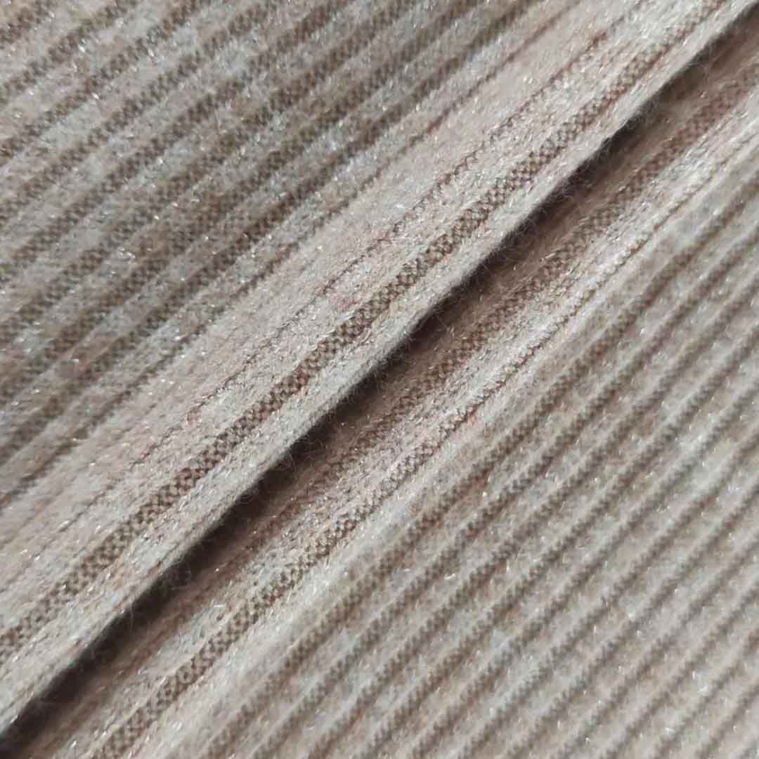 Luxury Glitter Brushed Recycled 46% Rayon 20% Nylon 26% Poly 8% Silver Lurex Metallic Jacquard 4*4 Rib Knit Fabric