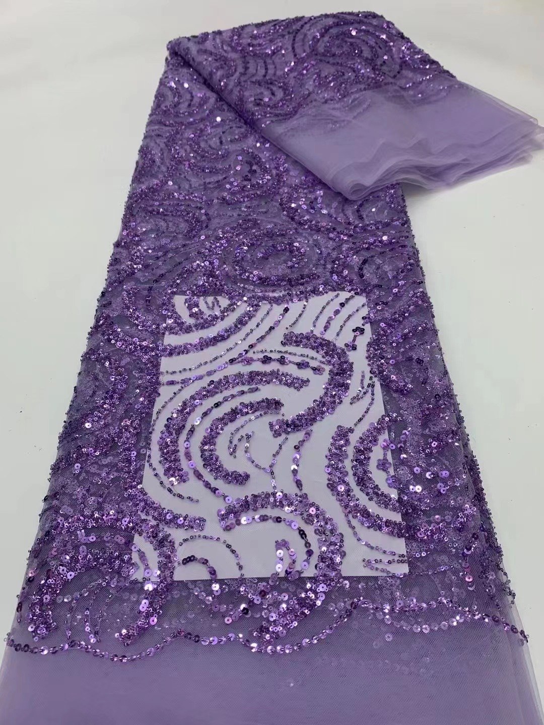 Zeal Luxury Latest Heavy Handmade Beads Lace Tulle Lace Embroidered With Sequins Fabric 5 Yards For Nigerian Wedding Party Dress