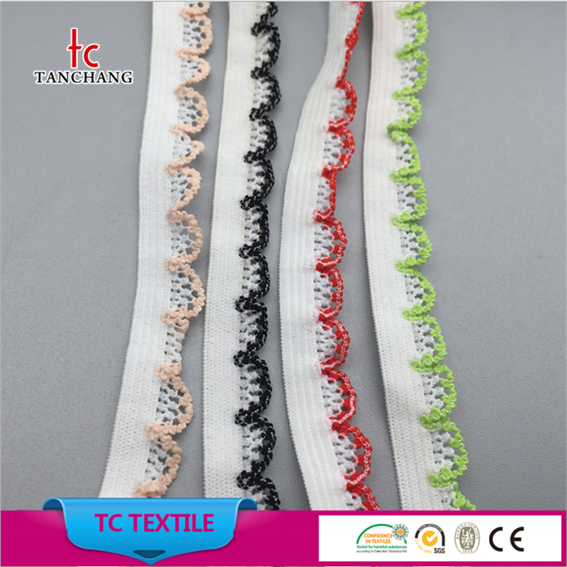 factory supply 12mm lingerie stretch lace ear design elastic webbing lace knitted elastic for underwear TCZZ64