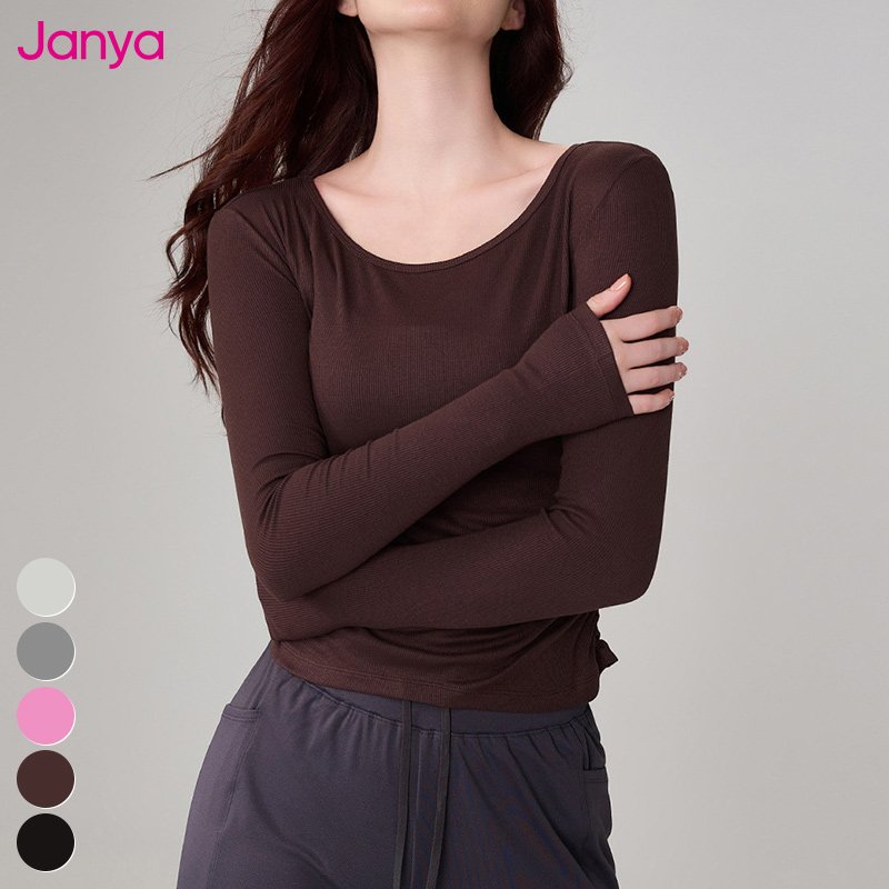 New Workout Clothing Shirts Modal Side Folds Sports Tops Crew Neck Long Sleeve Gym Fitness Tshirt Ribbed Yoga Shirt For Women