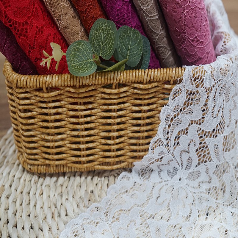 Custom stretchy lace 18cm elastane floral lace trim for lingerie