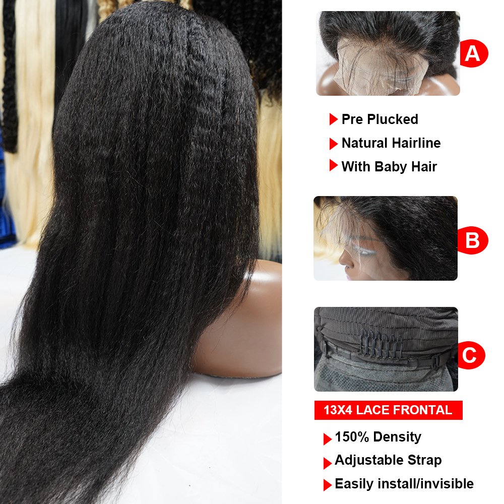 Raw Brazilian Virgin Human Hari Hd Full Transparent Lace Front Wig Pre Plucked Kinky Straight Cheap Human Hair Lace Frontal Wig