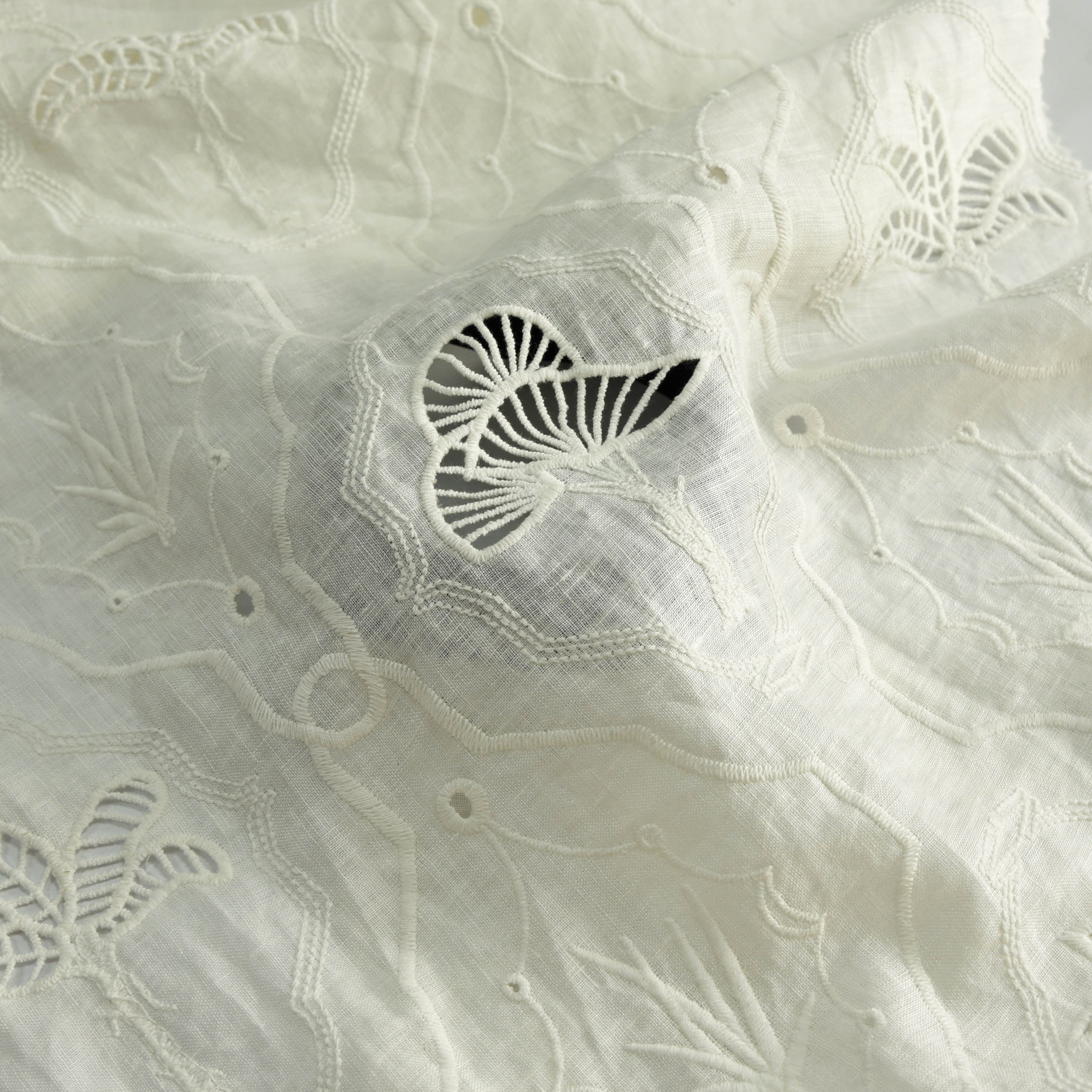 HA-18484D Wholesale 2024 fancy fashion embroidered white 3d embroidery fabric for dress