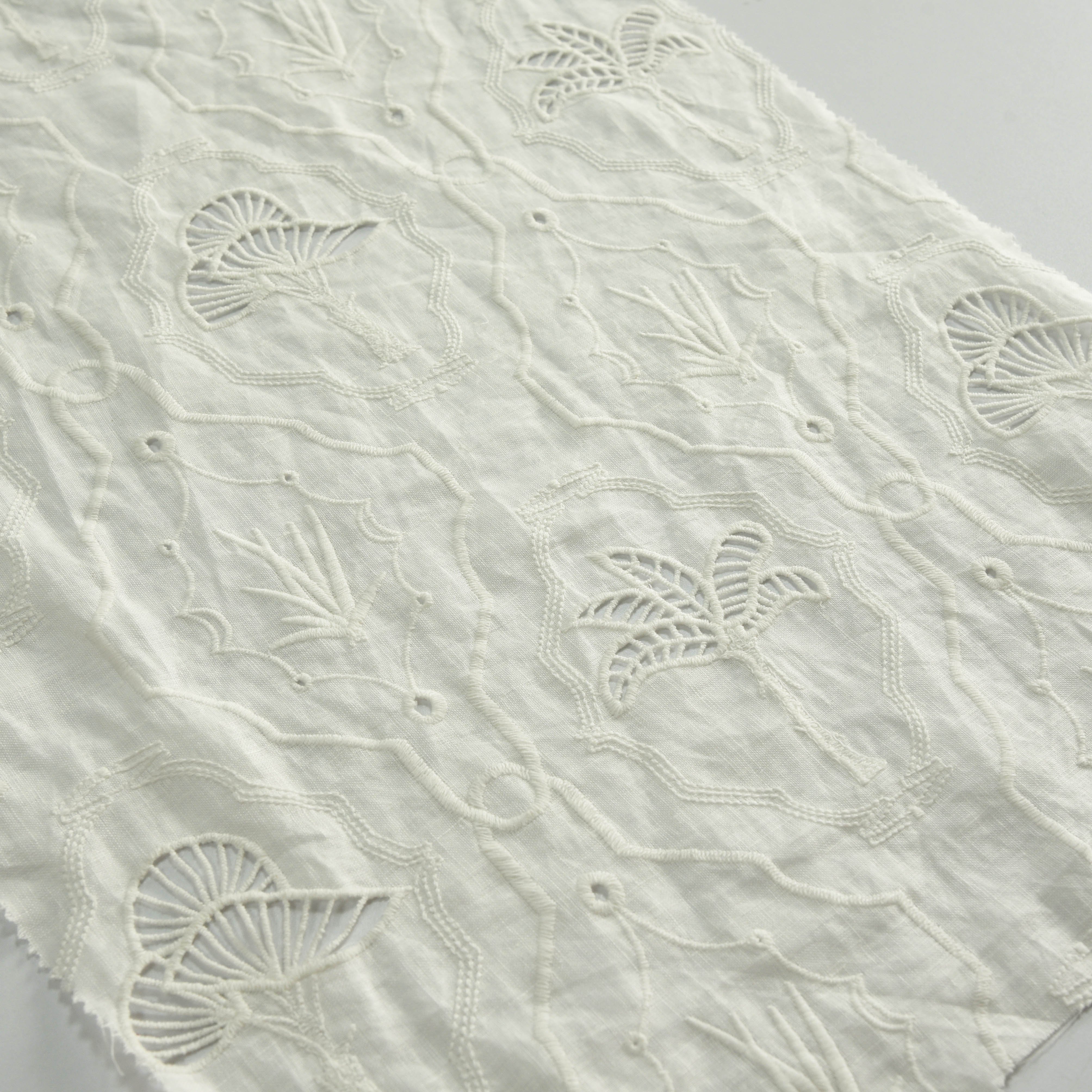 HA-18484D Wholesale 2024 fancy fashion embroidered white 3d embroidery fabric for dress