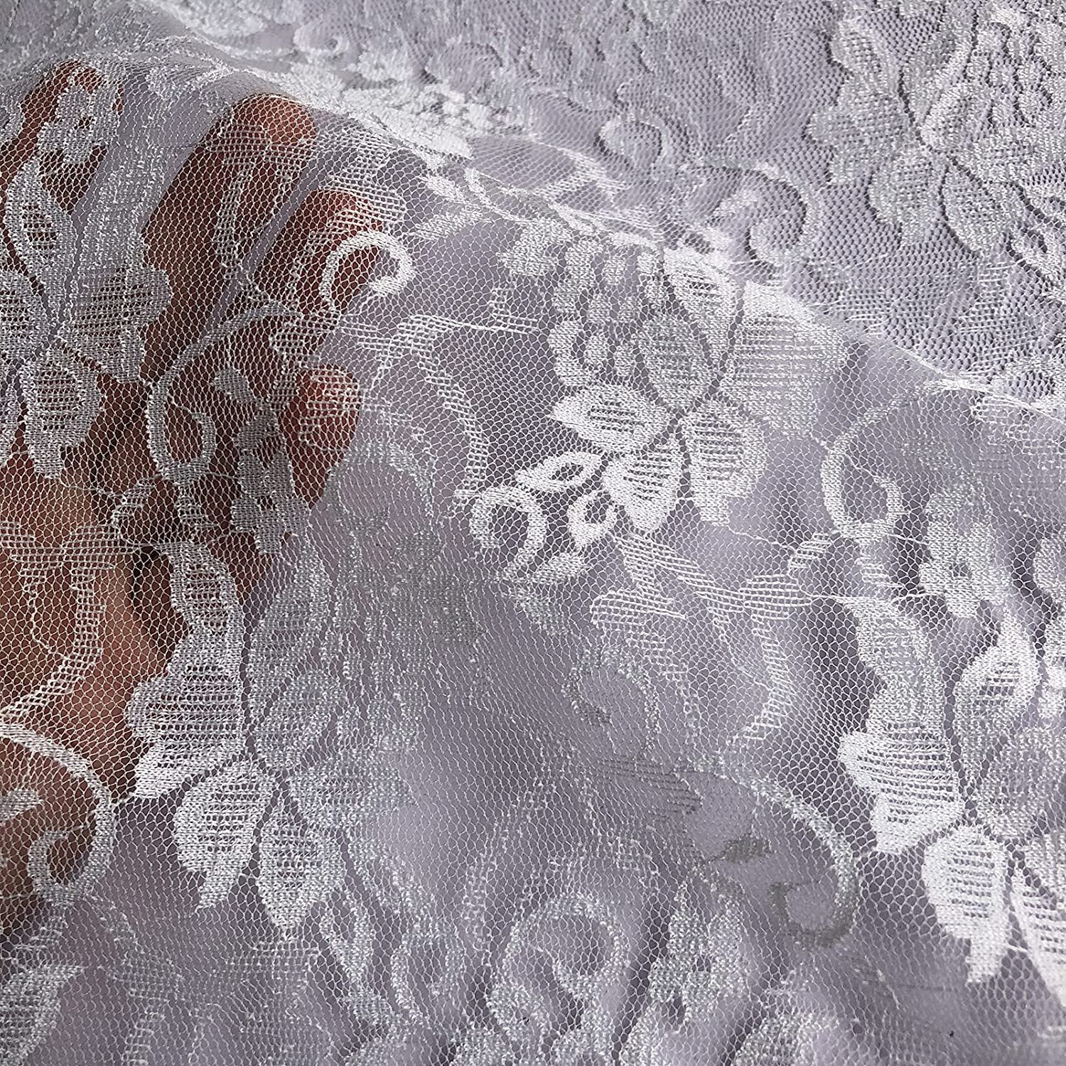 Elegant French Lace Fabric Embroidered Cotton Guipure Lace for Bridal Wedding Dresses Mesh Beaded Lace Fabric