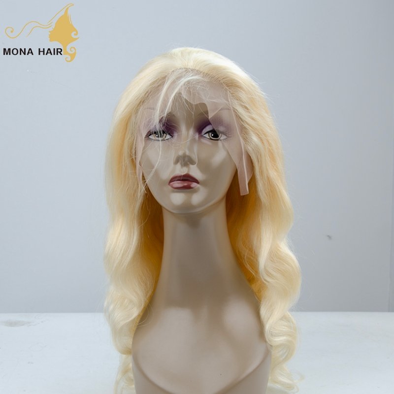 Wholesale body wave lace frontal 613 blonde wigs 100% human hair