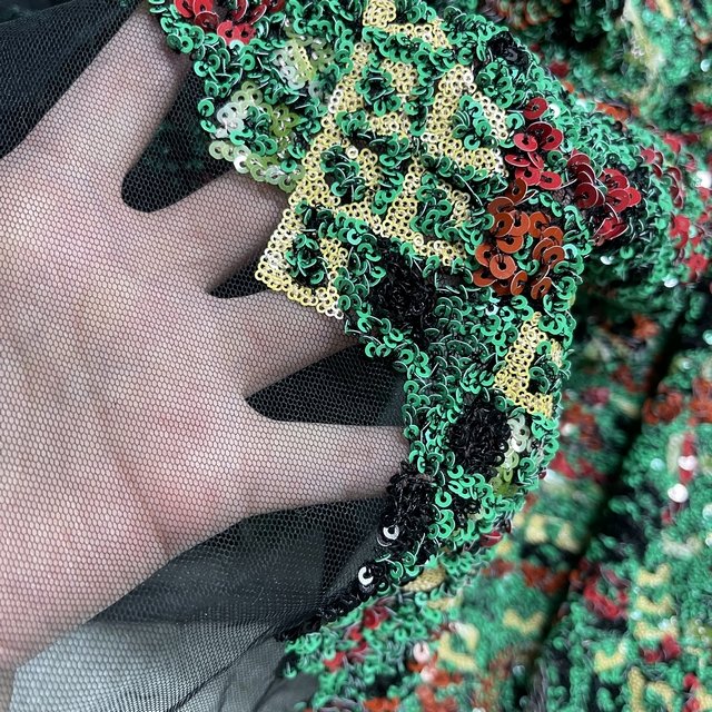 embroidery fabrics 3D wholesale floral sequin tulle Italian style luxury fabrics for design dress