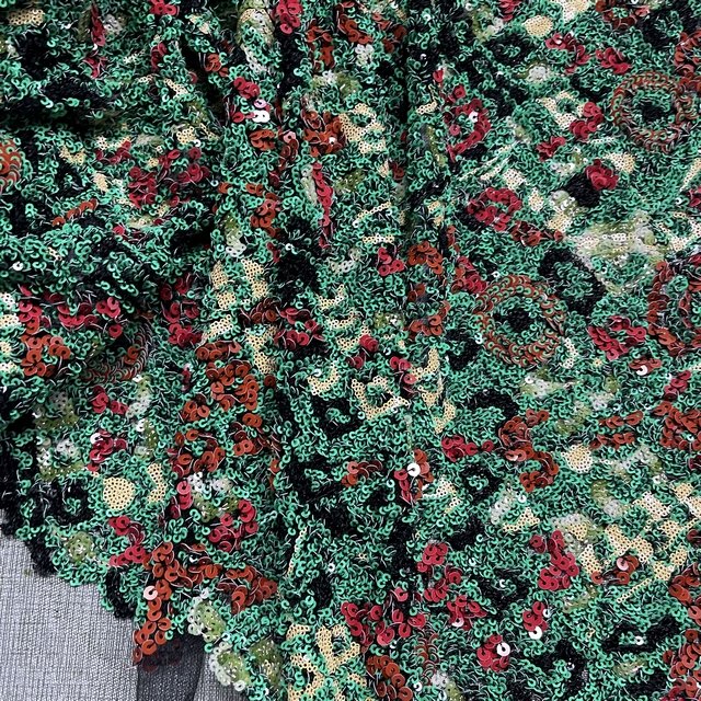 embroidery fabrics 3D wholesale floral sequin tulle Italian style luxury fabrics for design dress