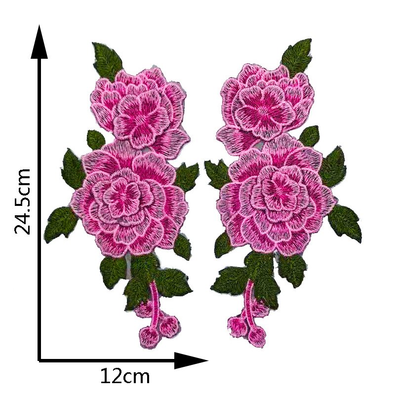 Pair of Flowers Patches 3D Chemical Lace Embroidery Corsages Appliques Patches