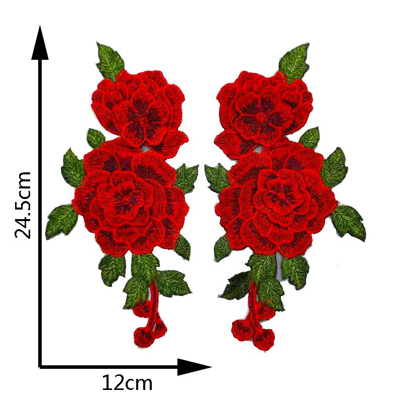 Pair of Flowers Patches 3D Chemical Lace Embroidery Corsages Appliques Patches