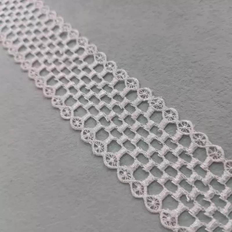 New Design White Mesh Lace Fabric Cotton Embroidery Lace Trim width 3.6 cm used for wedding dresses ingredients