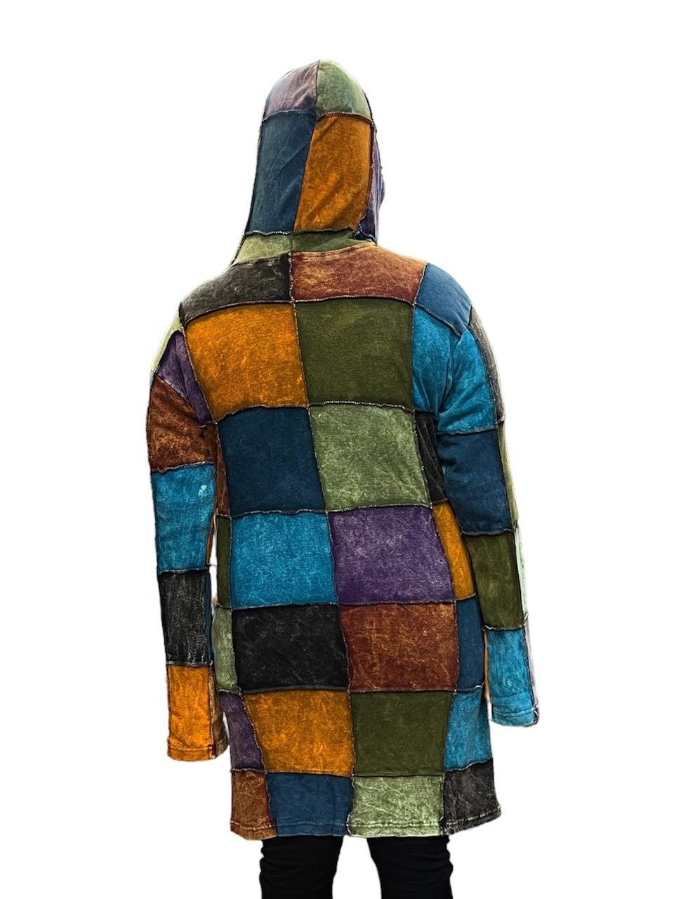 Long Cotton Rib Jacket with Hood Knitted Rib Feature Comfortable and Stylish Pullover