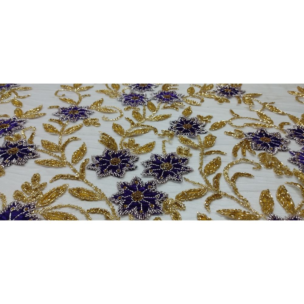 Best Quality Luxury Cotton Lace Fabric with Handmade Embroidery Work for All Types of Dress Making from Indian Supplier