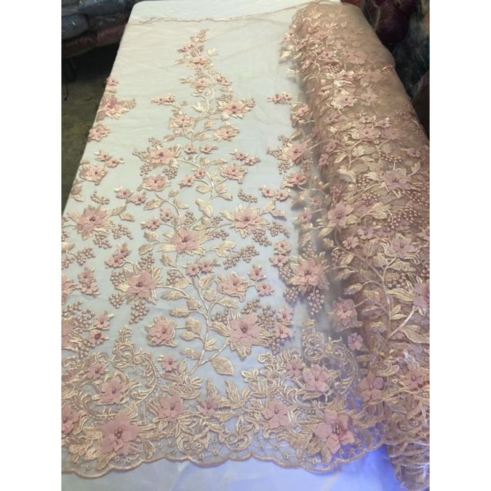 Best Quality Luxury Cotton Lace Fabric with Handmade Embroidery Work for All Types of Dress Making from Indian Supplier