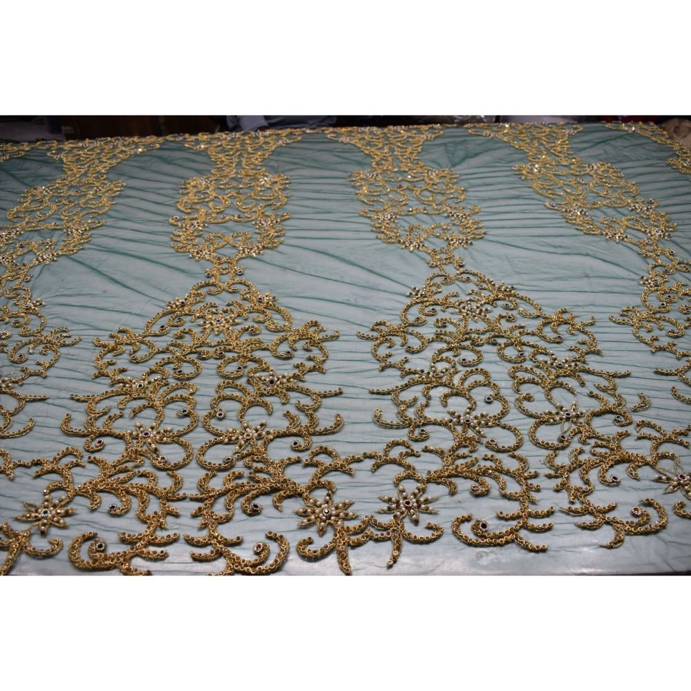 Best Quality Luxury Cotton Lace Fabric with Handmade Embroidery Work for All Types of Dress Making from Indian Supplier