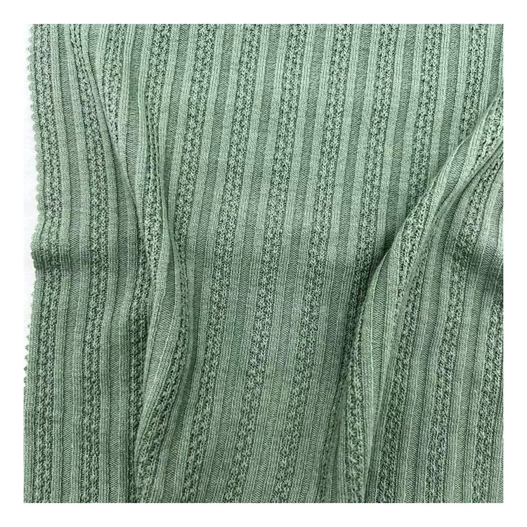 Factory stretch ribbed baby fabric 255g polyester rayon cotton ribbed jacquard European And American clothing fabric