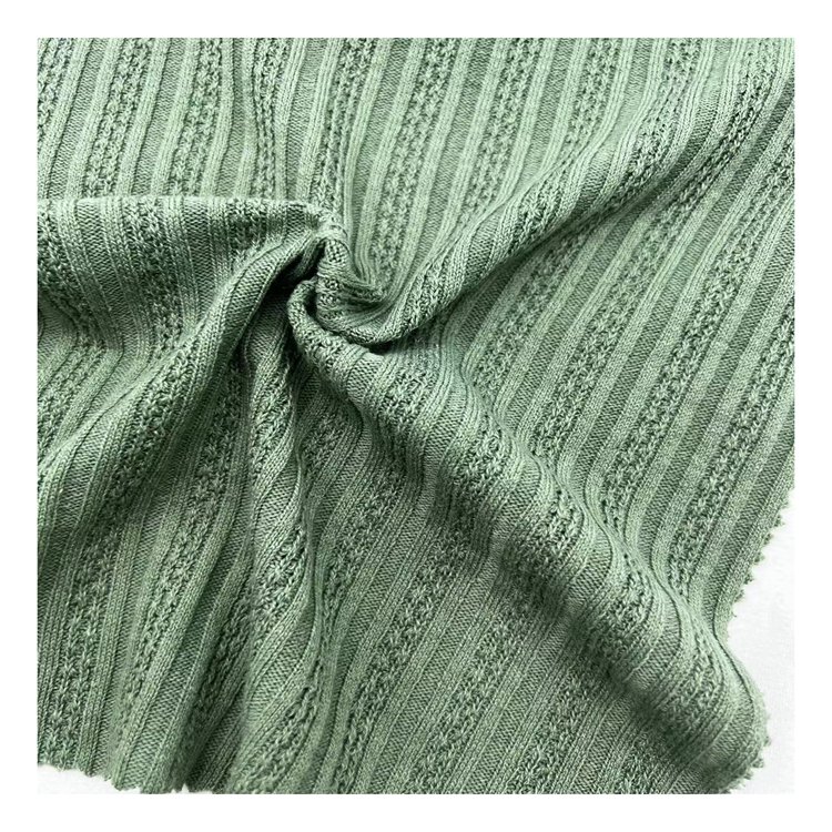 Factory stretch ribbed baby fabric 255g polyester rayon cotton ribbed jacquard European And American clothing fabric