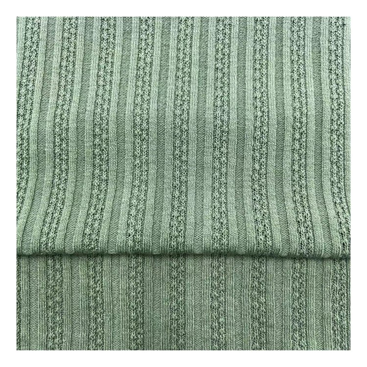 Factory stretch ribbed baby fabric 255g polyester rayon cotton ribbed jacquard European And American clothing fabric