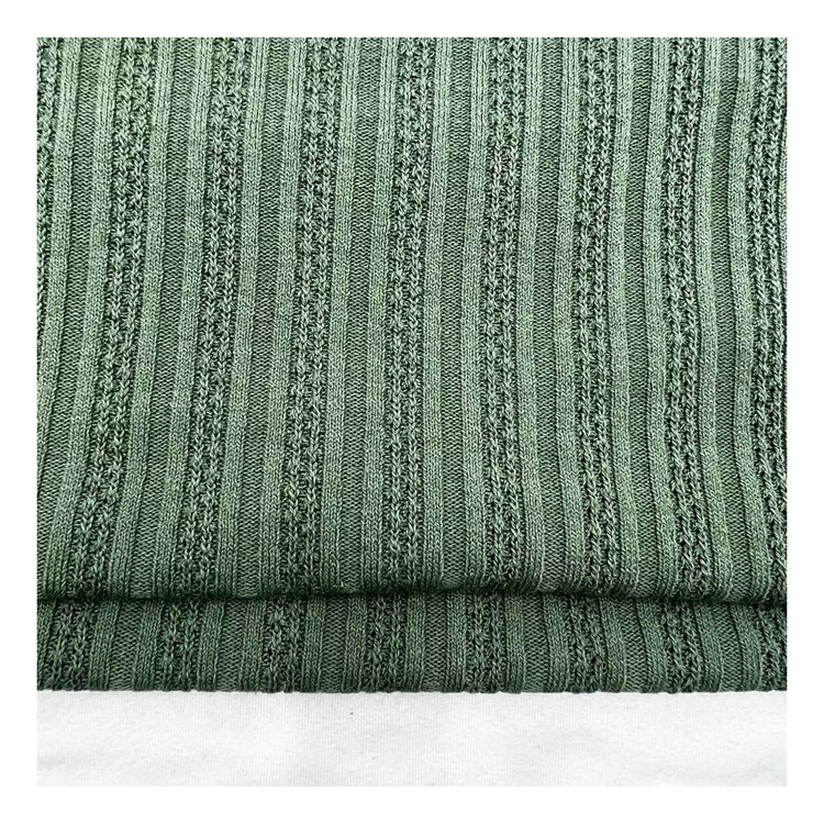 Factory stretch ribbed baby fabric 255g polyester rayon cotton ribbed jacquard European And American clothing fabric