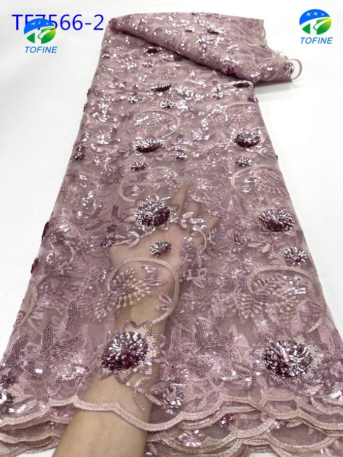 Simple designs Sequins lace hot selling nigeria lace pure color high quality french lace for party