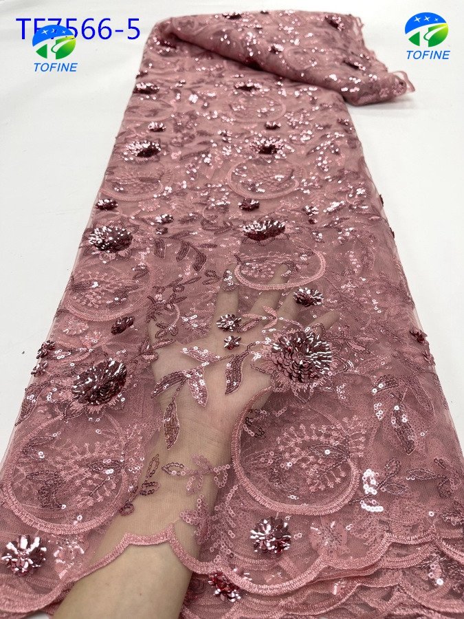 Simple designs Sequins lace hot selling nigeria lace pure color high quality french lace for party