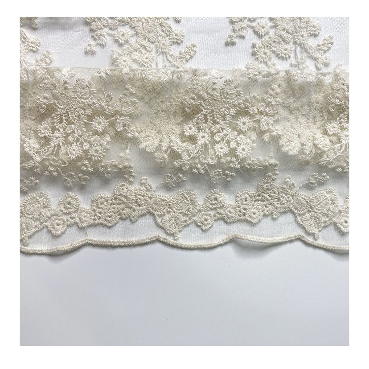 Harvest nylon mesh cotton flora embroidery fabric for dress women