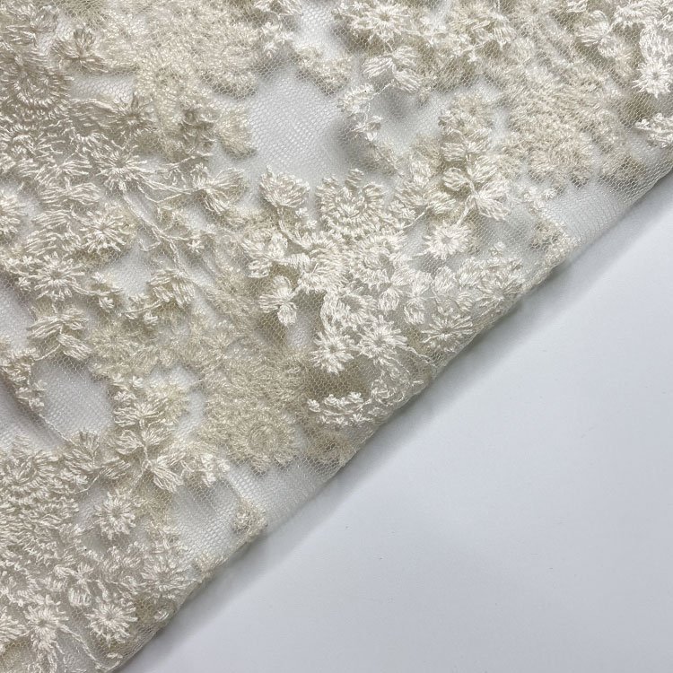 Harvest nylon mesh cotton flora embroidery fabric for dress women