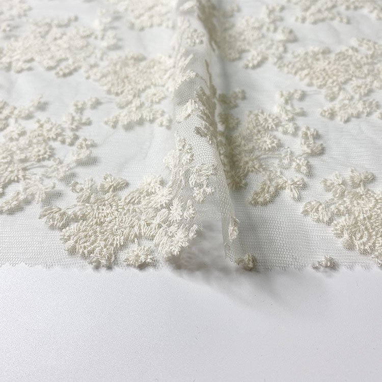 Harvest nylon mesh cotton flora embroidery fabric for dress women