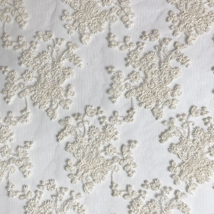 Harvest nylon mesh cotton flora embroidery fabric for dress women