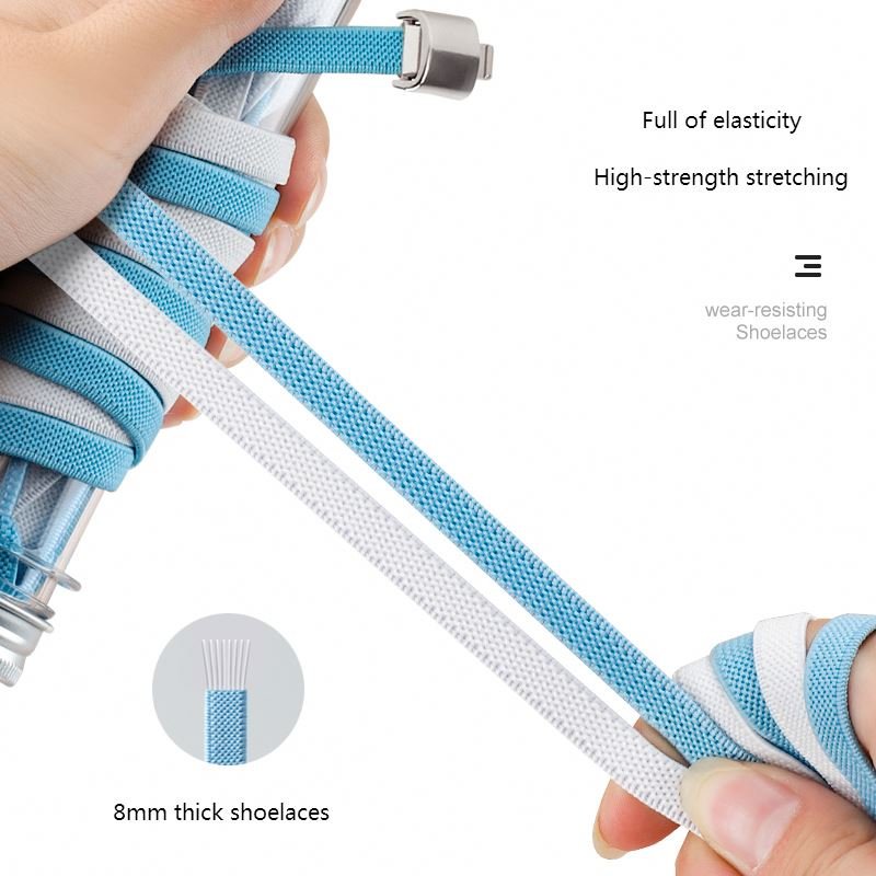 Press Lock Shoelaces without ties Elastic Laces Sneaker Kids Adult 8MM Widened Flat Shoelace for Shoes No Tie sports Shoe laces