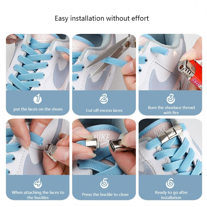 Press Lock Shoelaces without ties Elastic Laces Sneaker Kids Adult 8MM Widened Flat Shoelace for Shoes No Tie sports Shoe laces