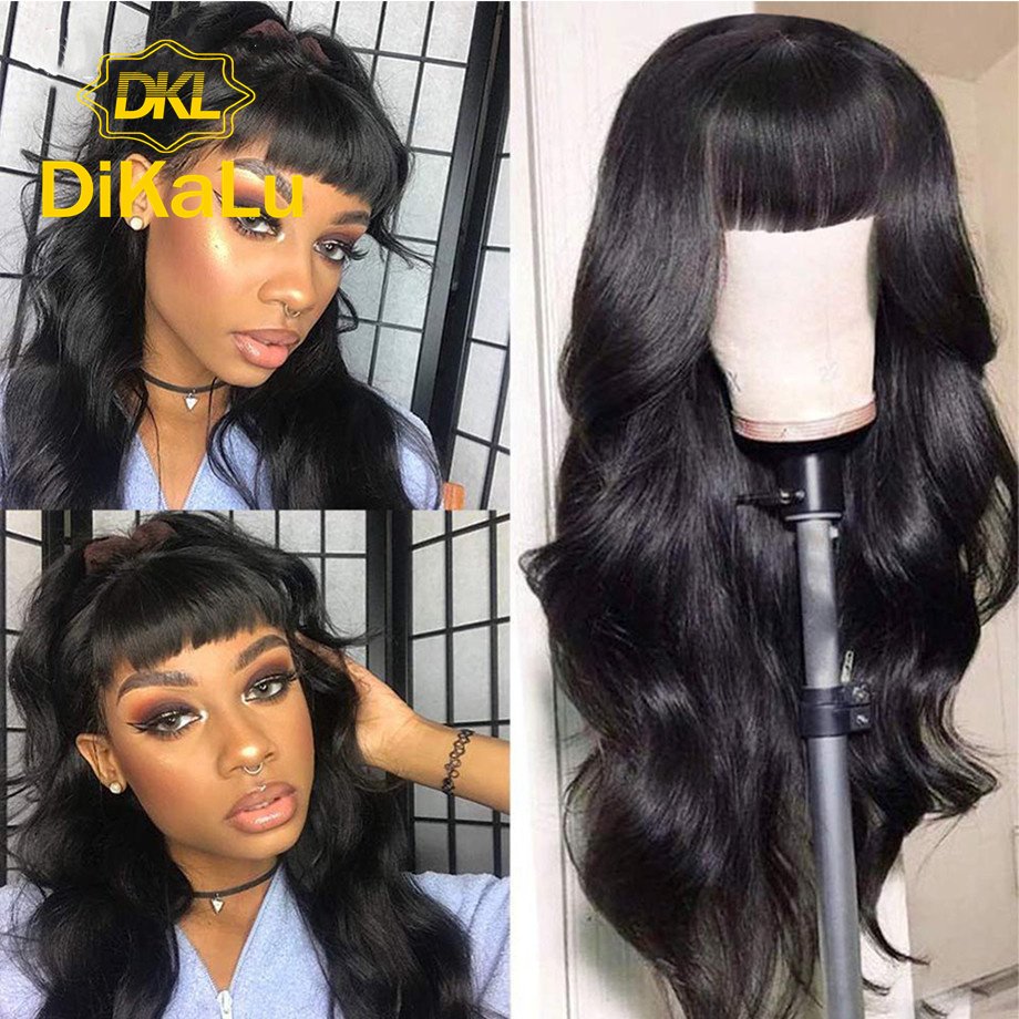 8-40 Inch Body Wave Lace Front Wig Human Hair Wigs With Bangs Glueless 13x4 Lace Frontal Wig Pre Plucked Cheap Hair 250% Density