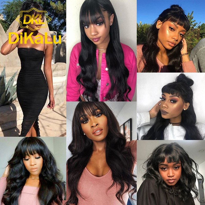 8-40 Inch Body Wave Lace Front Wig Human Hair Wigs With Bangs Glueless 13x4 Lace Frontal Wig Pre Plucked Cheap Hair 250% Density