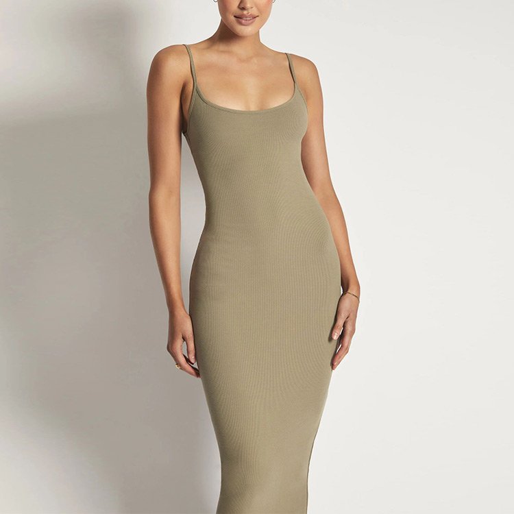 knitwear mufacturers open back embellished knitted midi dress rib sweater summer knitted dresses knit dress women