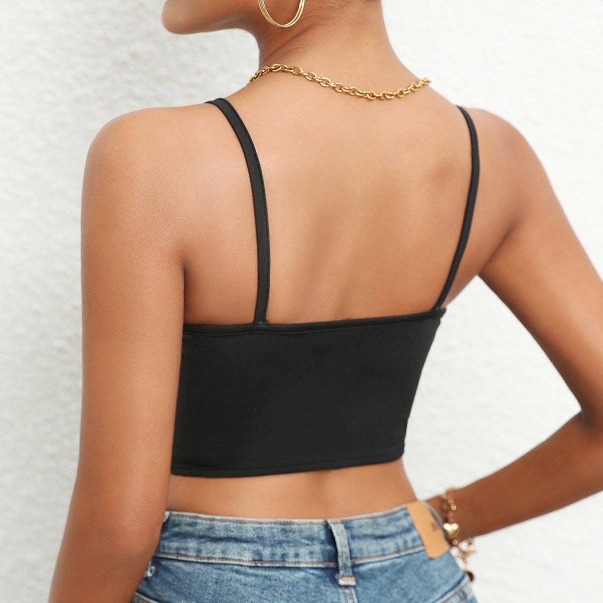 chuangerm 2024 Summer new arrivals Cool Street Spicy Girl Wind Fish Bone INS Cross Lace Up Outer Wear Diamond Slim Fit Tank Top