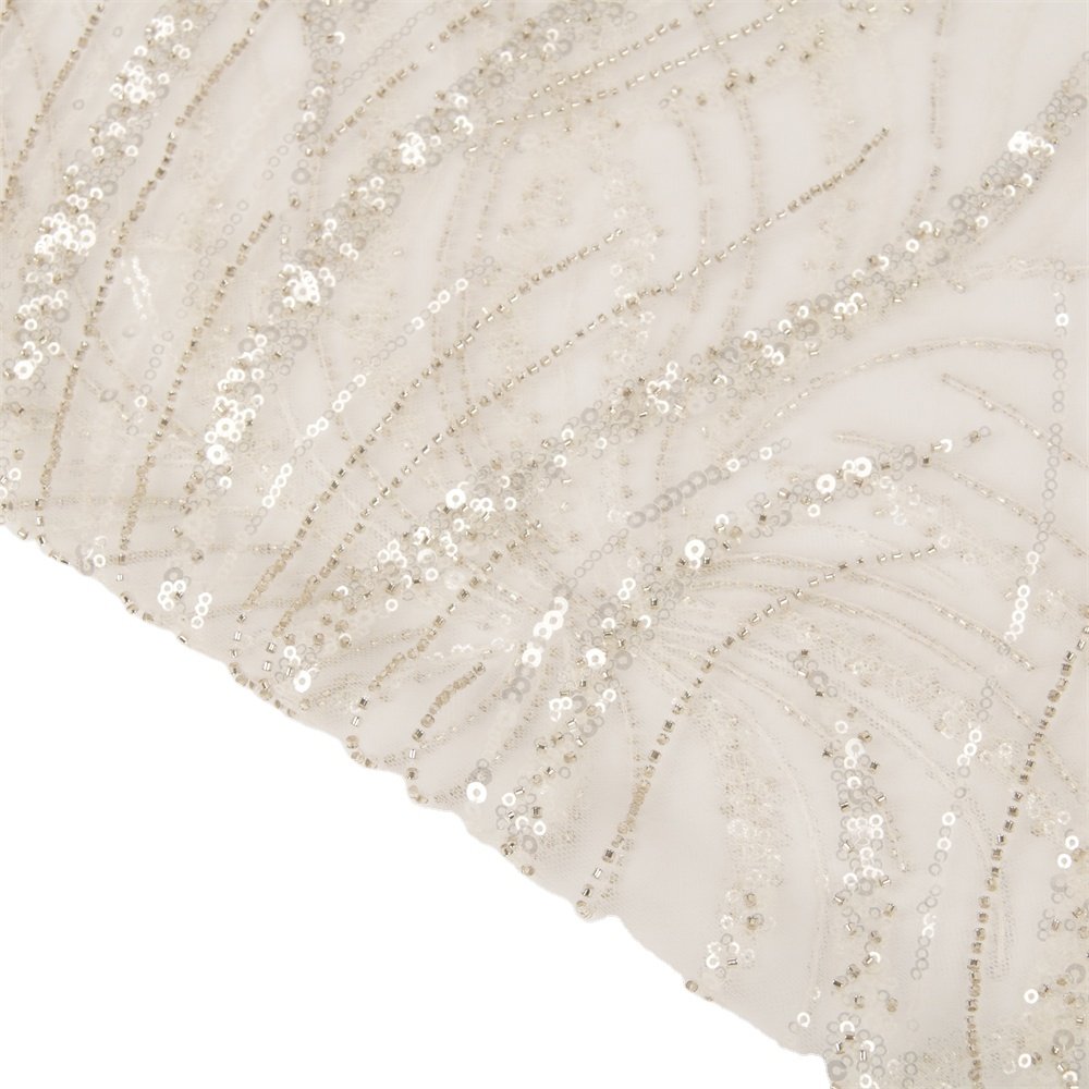 Arabic designs women dress fabric, custom embroidery beaded fabric for bags/