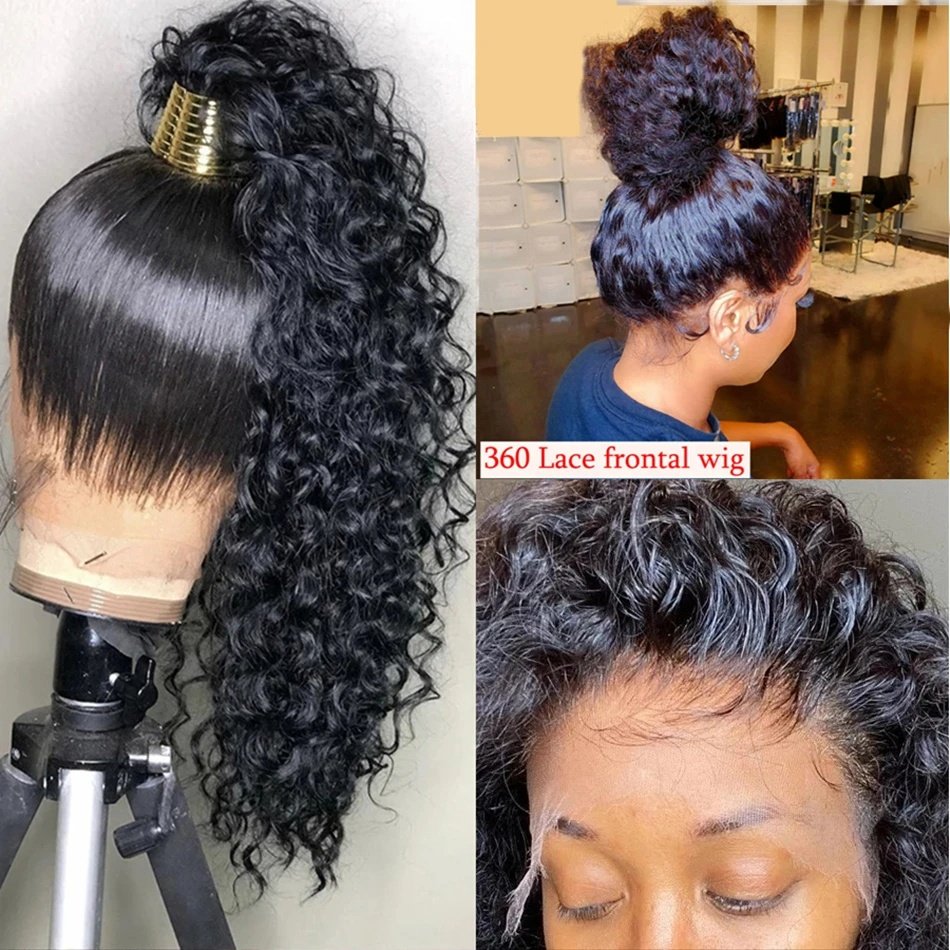 Wholesale glueless cuticle aligned lace frontal wigs 100% human hair pre plucked water wave wig human hair 360 lace wig
