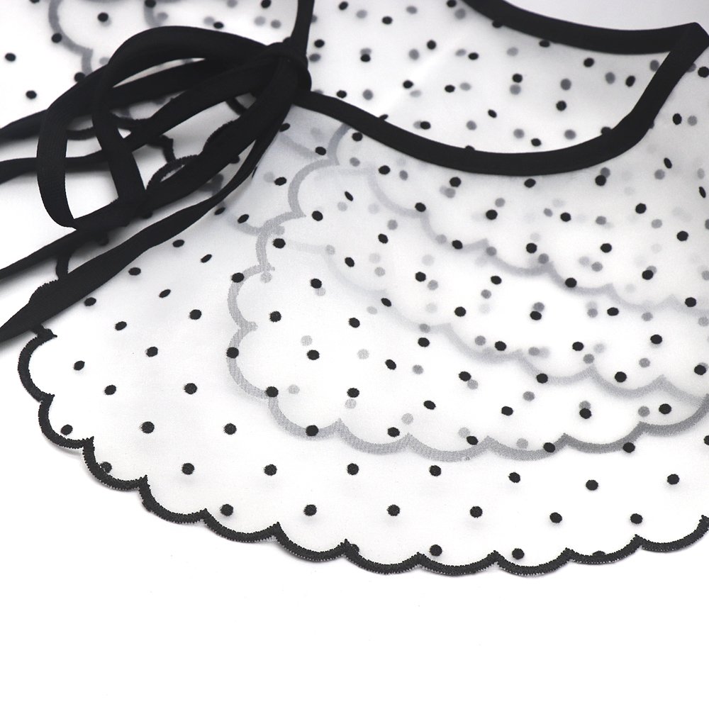 Front Tie White O-Neck Detachable Embroidery Designs Dress Accessories Lace White Organza Ladies Female Fake Collar For Dress
