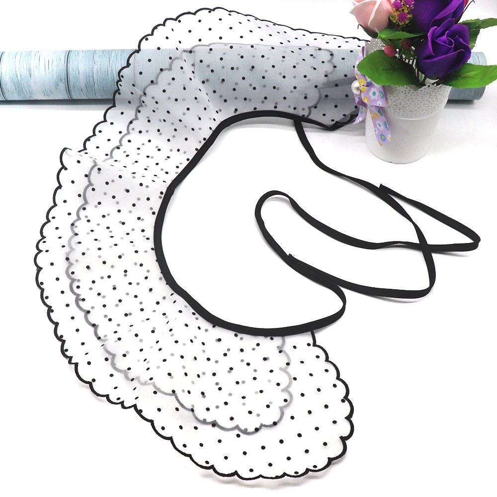 Front Tie White O-Neck Detachable Embroidery Designs Dress Accessories Lace White Organza Ladies Female Fake Collar For Dress