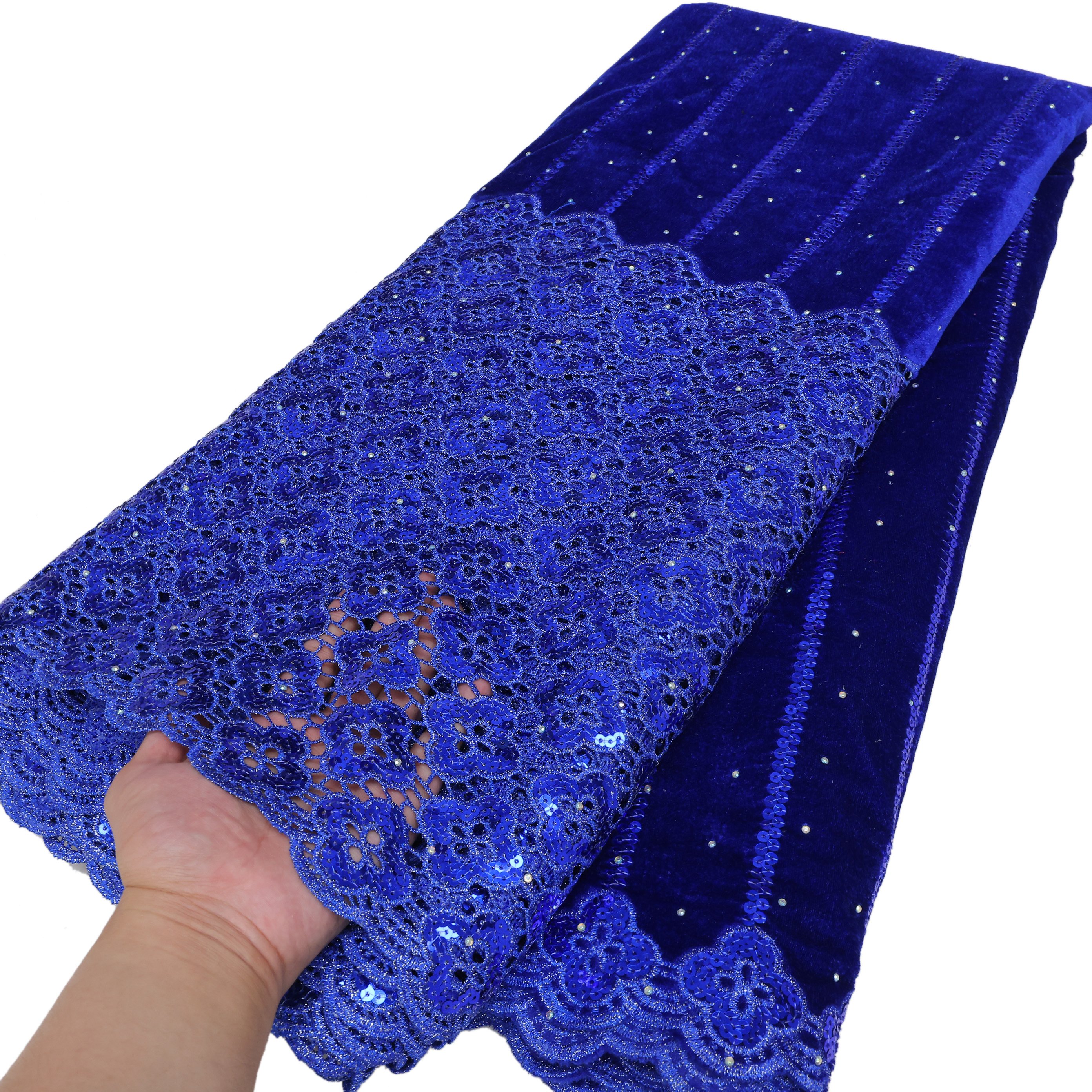 NI.AI 2024 Embroidered Velvet Net Lace African Luxury Velvet Lace Fabrics With Sequins For Wedding Party