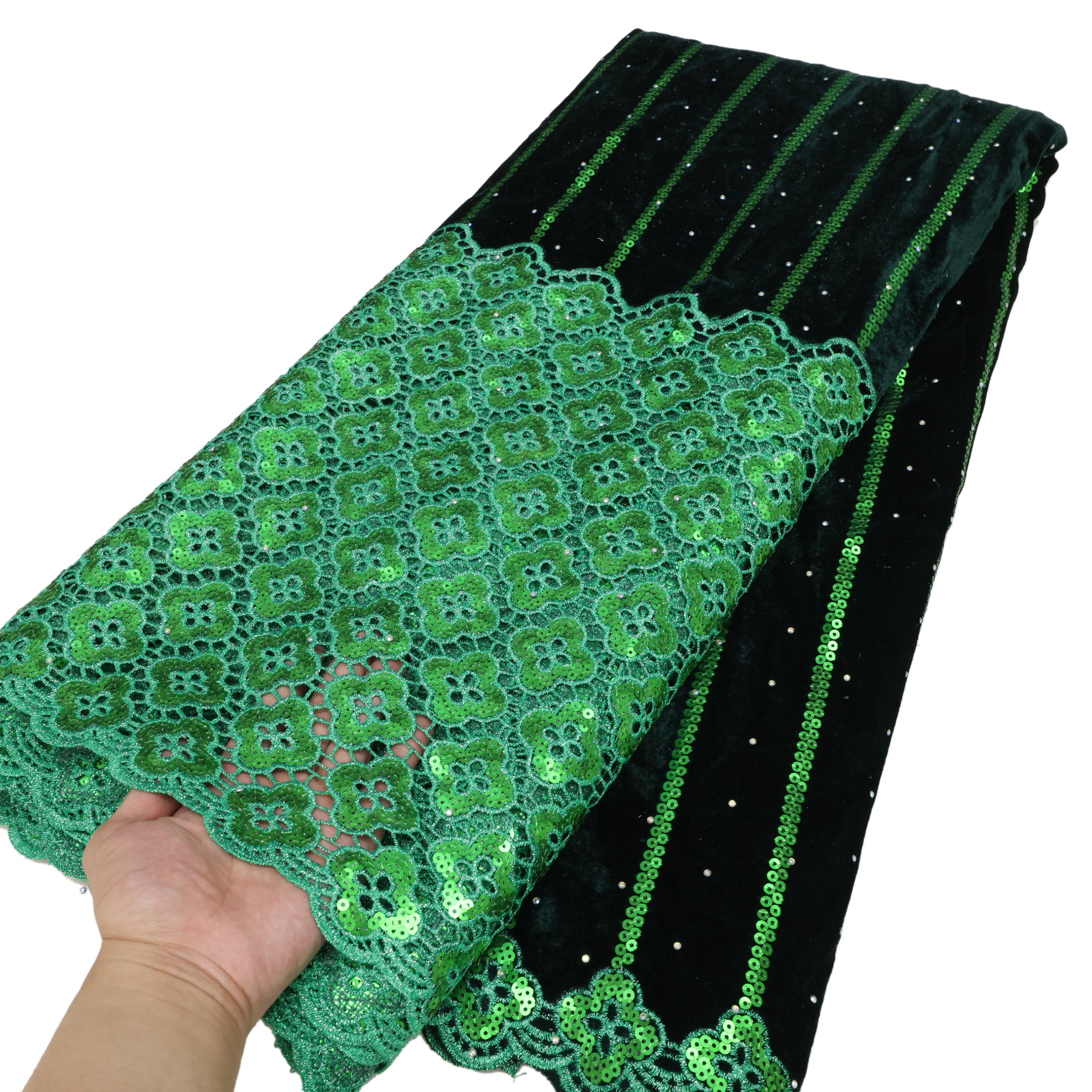 NI.AI 2024 Embroidered Velvet Net Lace African Luxury Velvet Lace Fabrics With Sequins For Wedding Party