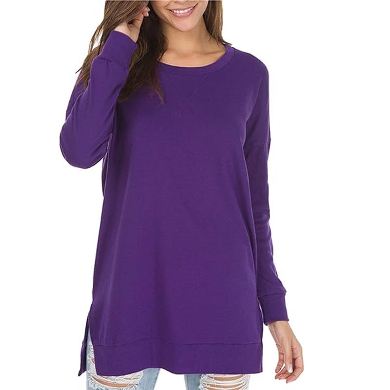 Custom Women Black White Oversize Clothing Casual Long Sleeve Scoop Neck Long Fitted Ribbed Women's T-shirts Suppliers