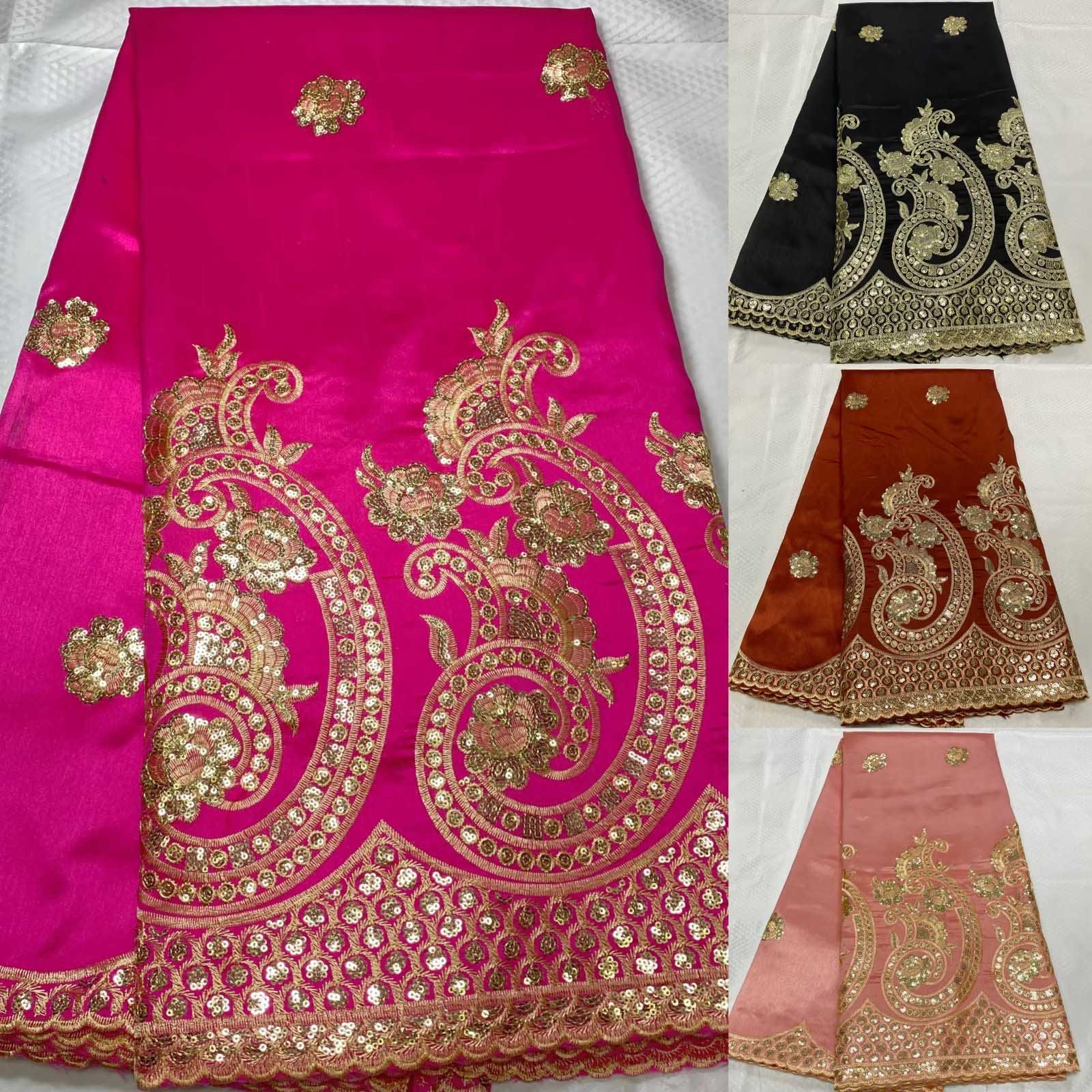 african george fabric with blouse High Quality george lace with sequins 2024 hot sale