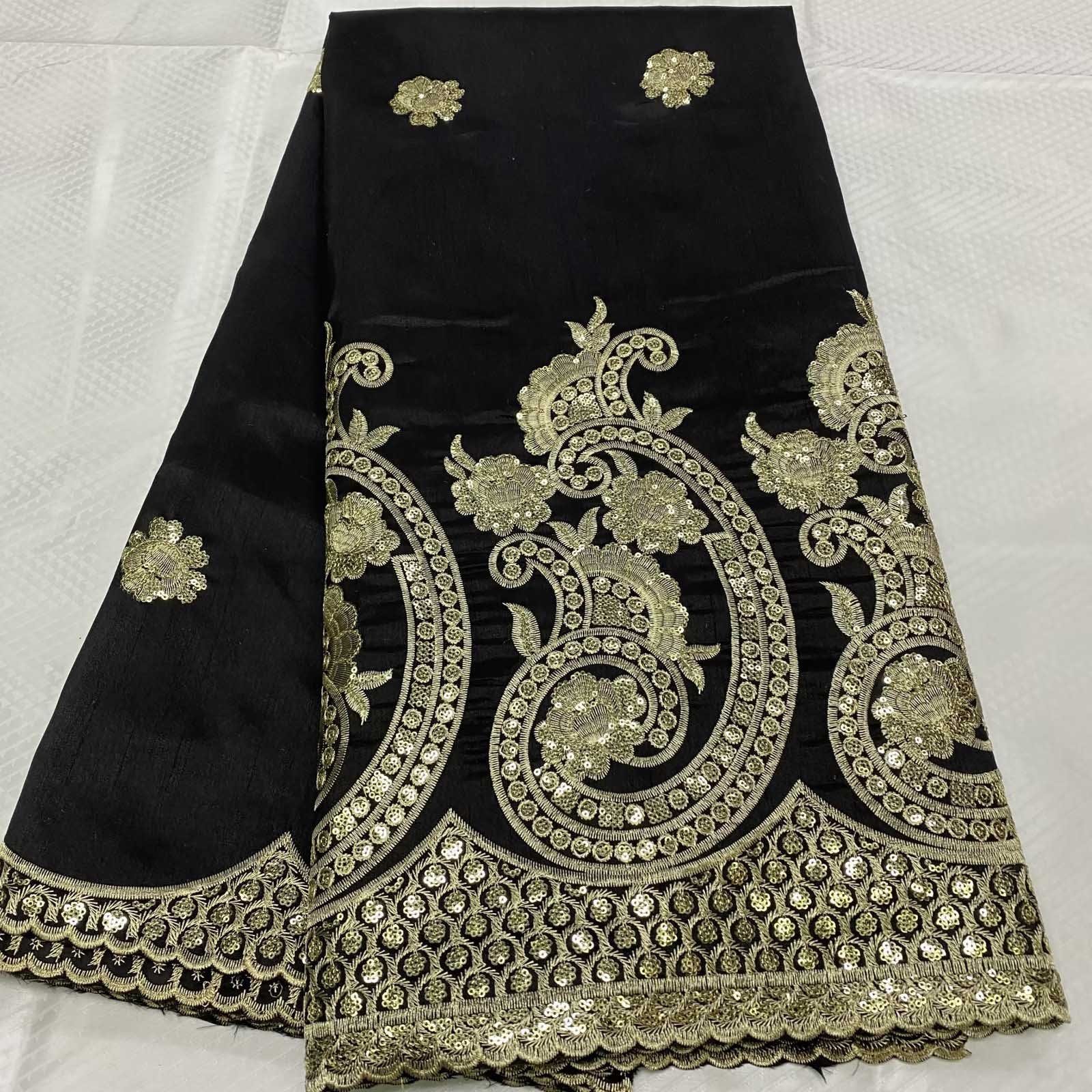 african george fabric with blouse High Quality george lace with sequins 2024 hot sale