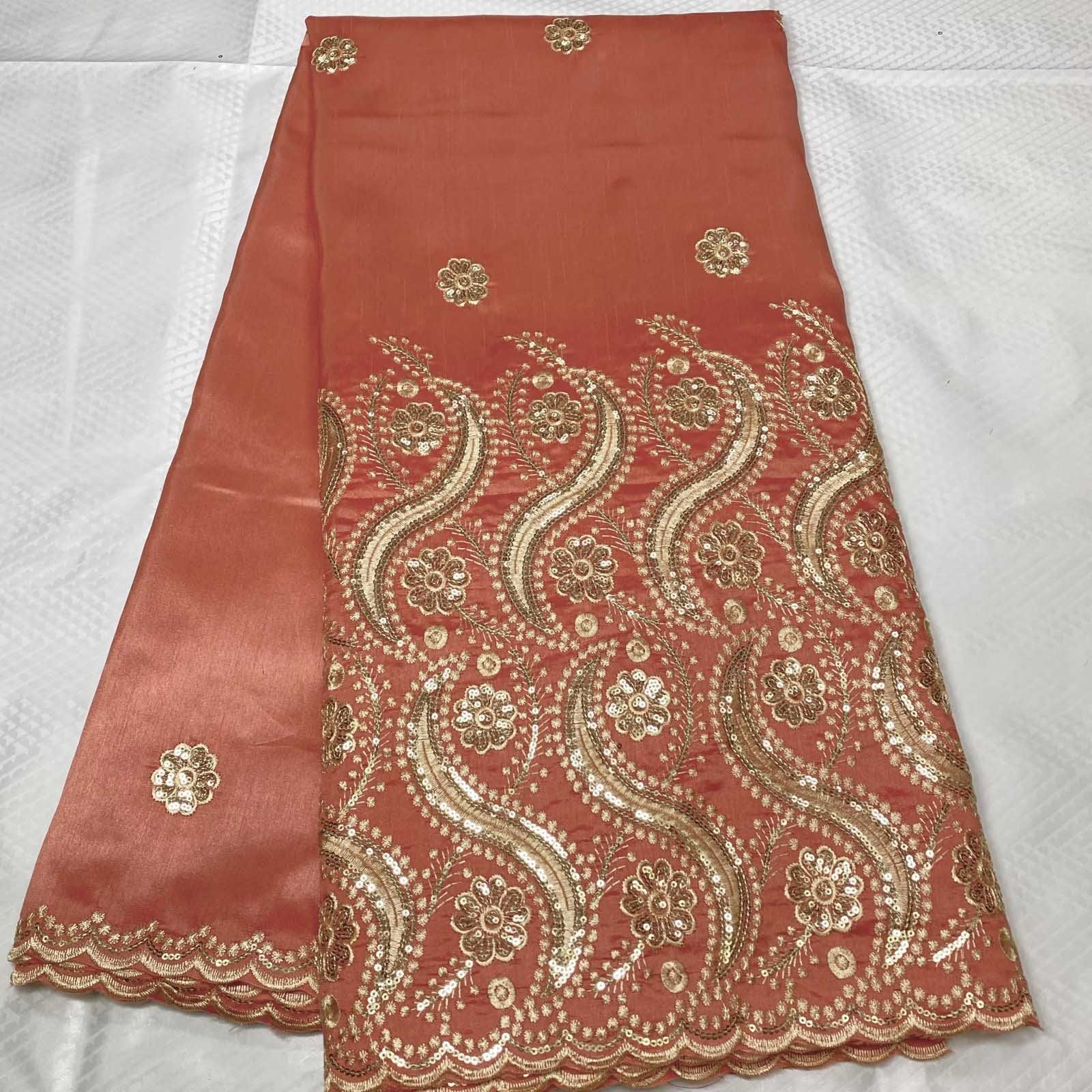 african george fabric with blouse High Quality george lace with sequins 2024 hot sale