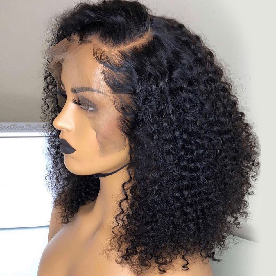 Wholesale Raw Indian Hair Short Bob Kinky Curly Front Wigs Glueless Full HD Lace Frontal Wigs Natural Human Hair For Black Women