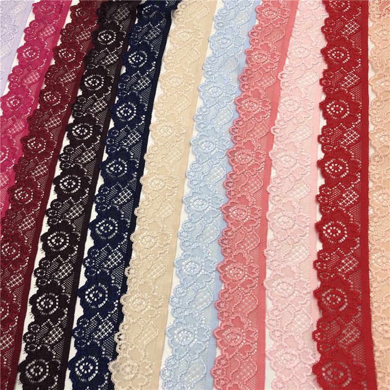 Width 3.3 cm Nylon Spandex stretchy lace trim elastic lace ribbon For dress skirt underwear cuff side garment accessories