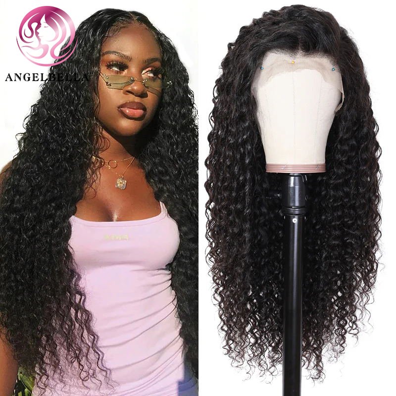 AngelBella Real Hd Lace Wig Raw Indian Human Hair 13x4 Deep Wave Full Frontal Lace Wigs Peruvian Hair Hunan Hair Wigs